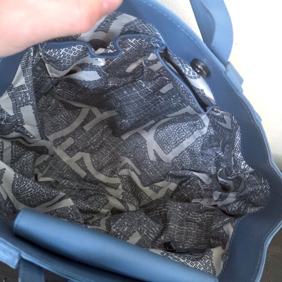 Joy Grayson Large Blue Leather Shoulder Bag Designer Purse - Picture 3 of 7